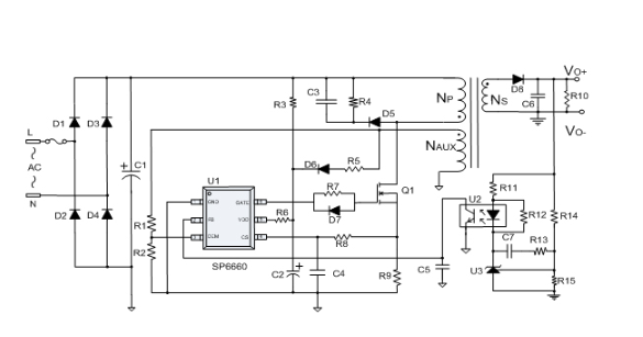 SP6660典型應(yīng)用電路圖