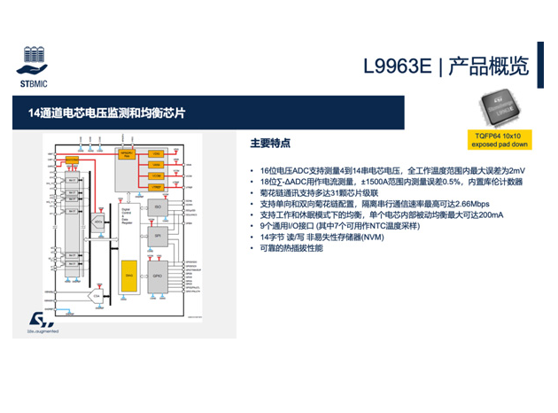 ST意法半導(dǎo)體推出L9963E電池監(jiān)測/均衡AFE芯片